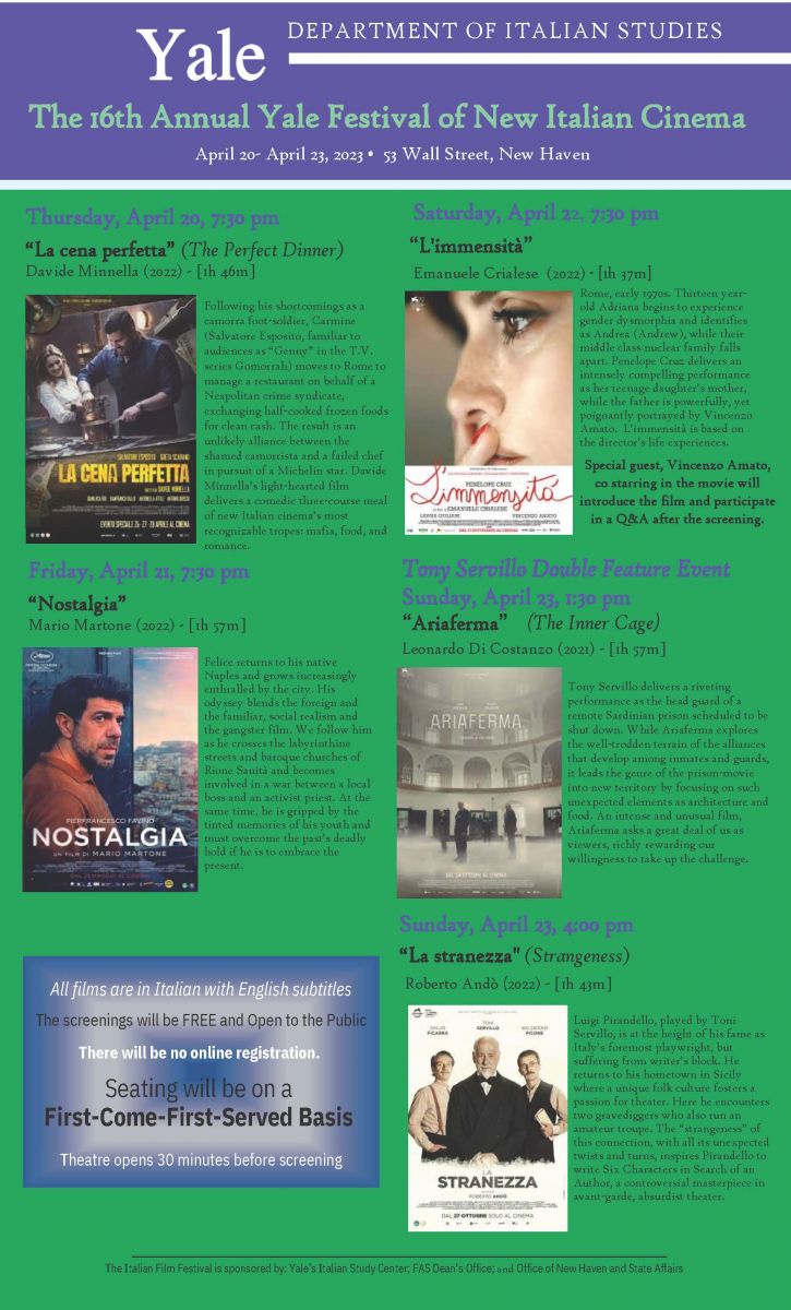 Annual Festival of New Italian Cinema Department of Italian Studies